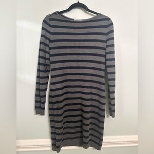LOFT Charcoal and Navy Knit Sweater Dress